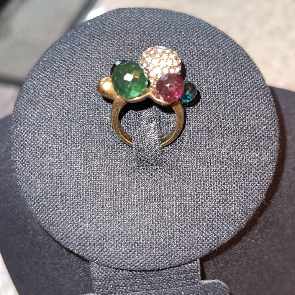 Statement fashion Multi Stone Rhinestones Womens Ring Size 7 Trendy Eclectic